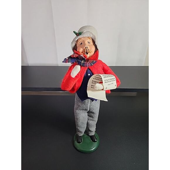 Byers' Choice 1988 Scrooge Old Man Caroler Figurine 13" Music Sheet Plaid Vest